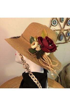 کلاه قهوه ای زنانه حصیر SAHRA BEACHWEAR - کد 748891027