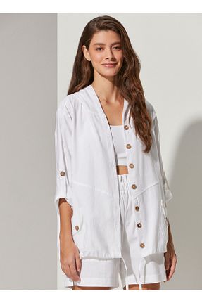 کت بلیزر سفید زنانه پارچه White By Nature - کد 749184568