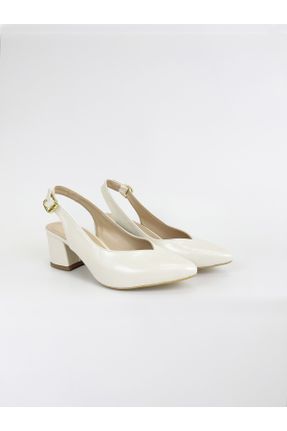 کفش پاشنه بلند کلاسیک سفید زنانه چرم مصنوعی پاشنه ضخیم پاشنه کوتاه ( 4 - 1 cm ) کد 749249431