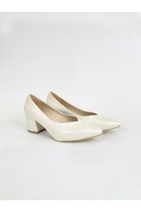 کفش پاشنه بلند کلاسیک سفید زنانه چرم مصنوعی پاشنه کوتاه ( 4 - 1 cm ) پاشنه ضخیم کد 749249639