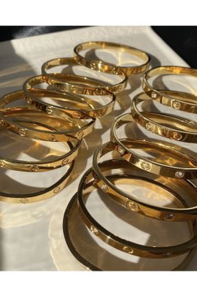 دستبند استیل طلائی زنانه استیل ضد زنگ کد 749549978