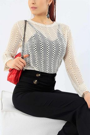 بلوز بژ زنانه ساده Lumora - کد 749867788