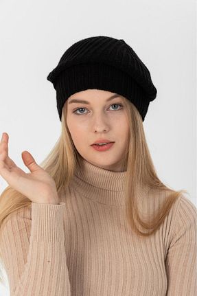 کلاه پشمی مشکی زنانه اکریلیک TÜMHAN laCOTON - کد 750024255