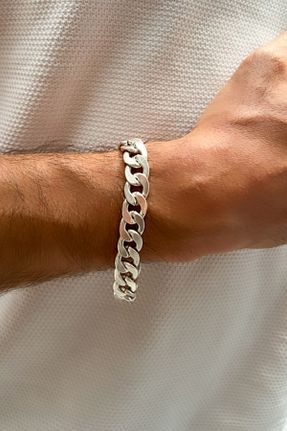 دستبند جواهر مردانه روکش نقره کد 687082471
