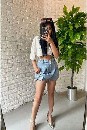 دامن آبی زنانه پنبه ای MAKRAS EXCLUSIVE - کد 750089483