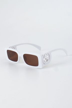 عینک آفتابی سفید زنانه 52 UV400 مات مستطیل کد 750064078