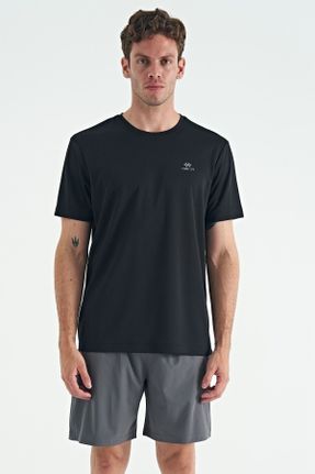 تی شرت مشکی مردانه رگولار یقه گرد پلی استر تکی جوان کد 750000484