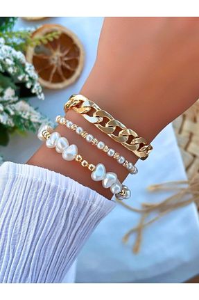 دستبند جواهر طلائی زنانه مروارید KBC STORE - کد 339246941