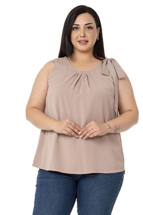 بلوز سایز بزرگ قهوه ای زنانه سایز بزرگ DISENTIS MODEST - کد 750280545