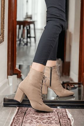 بوت / نیم بوت قهوه ای زنانه چرم مصنوعی DURUNUN BUTİĞİ - کد 674899633