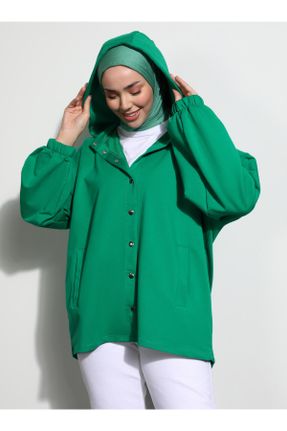 پیراهن سبز زنانه اورسایز آستین-بلند کد 750488774