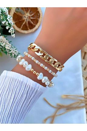 دستبند جواهر طلائی زنانه مروارید KBC STORE - کد 339246941