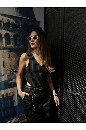 ست بالاتنه و پائین تنه مشکی زنانه بافتنی LULU LOOK - کد 750707626