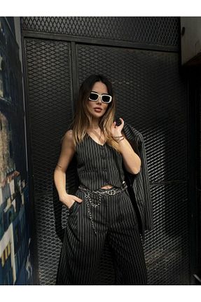 ست بالاتنه و پائین تنه مشکی زنانه بافتنی LULU LOOK - کد 750707626