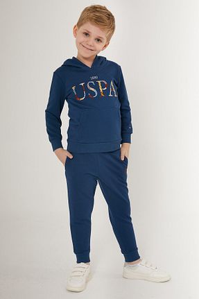 ست بالاتنه و پائین تنه آبی بچه گانه بافت U.S. Polo Assn. - کد 750784657