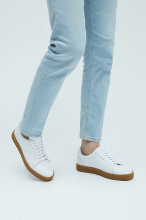 کفش کژوال سفید مردانه چرم طبیعی پاشنه کوتاه ( 4 - 1 cm ) پاشنه ساده کد 750848750