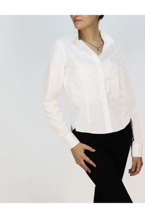پیراهن سفید زنانه یقه پیراهنی کد 750872257