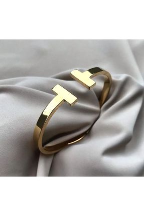 دستبند استیل طلائی زنانه فولاد ( استیل ) کد 113279887
