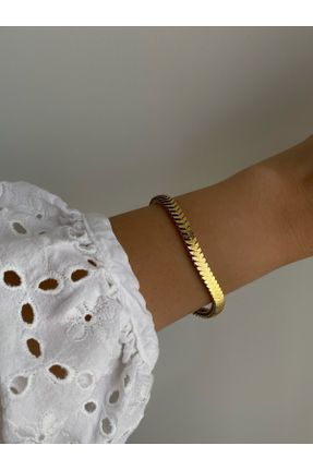 دستبند استیل طلائی زنانه فولاد ( استیل ) کد 750334270