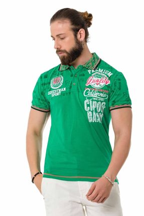 تی شرت سبز مردانه یقه پولو پنبه (نخی) کد 711571347