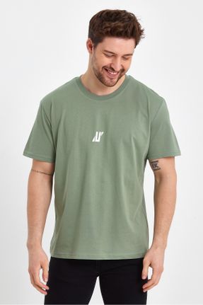 تی شرت سبز مردانه ریلکس یقه گرد کد 688237522