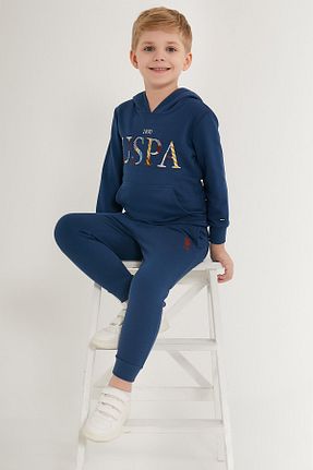 ست بالاتنه و پائین تنه آبی بچه گانه بافت U.S. Polo Assn. - کد 750784657
