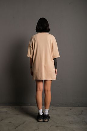 تیشرت بژ زنانه اورسایز 9ine - کد 750870133