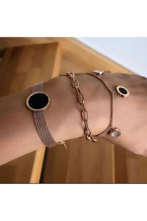 دستبند استیل طلائی زنانه فولاد ( استیل ) کد 750888149