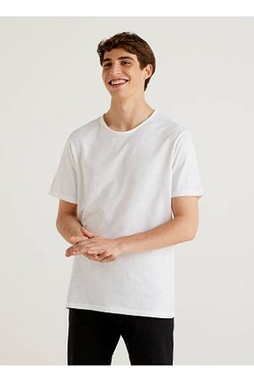 تیشرت سفید مردانه رگولار Benetton - کد 751055114