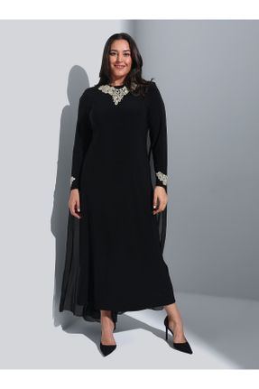 لباس مجلسی سایز بزرگ مشکی زنانه رگولار منجوق کد 281659173