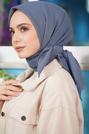 روسری آبی پنبه پلی استر nuray taş - کد 748885057