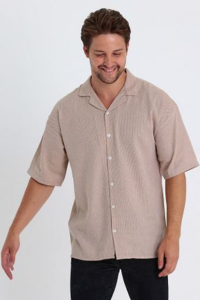 پیراهن بژ مردانه اورسایز MİRMARONİ - کد 652664172