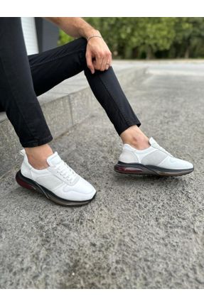 کفش کژوال سفید مردانه چرم طبیعی پاشنه کوتاه ( 4 - 1 cm ) پاشنه ساده کد 751896608