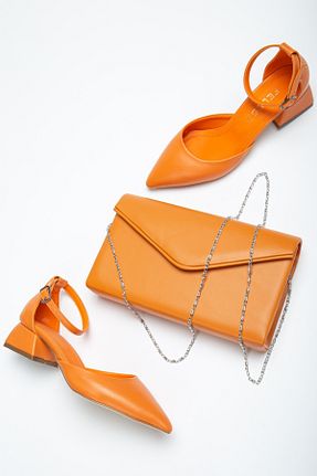 کفش پاشنه بلند کلاسیک نارنجی زنانه چرم مصنوعی SOFT FASHION - کد 751855361