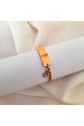 دستبند استیل طلائی زنانه فولاد ( استیل ) کد 752652526