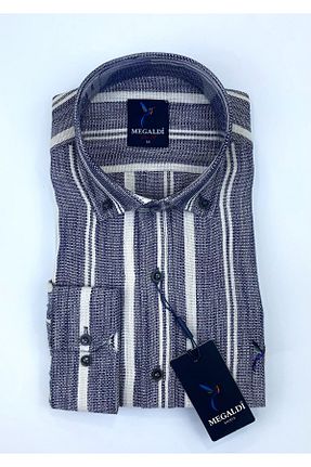 پیراهن سرمه ای مردانه اسلیم فیت MEGALDİ - کد 752673472