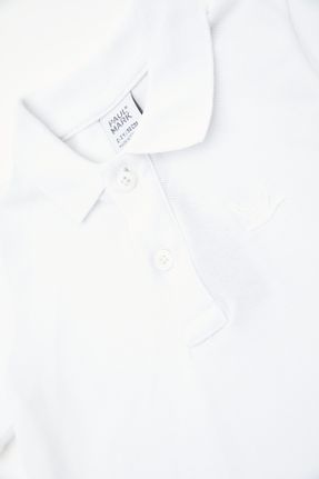 تی شرت سفید بچه گانه رگولار یقه پولو کد 752795619