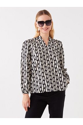 بلوز مشکی زنانه چاپی LC Waikiki - کد 751560426