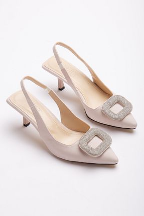 کفش پاشنه بلند کلاسیک بژ زنانه ساتن SOFT FASHION - کد 751853622