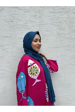 شال سرمه ای زنانه پنبه ای PEMİRA - کد 752403431