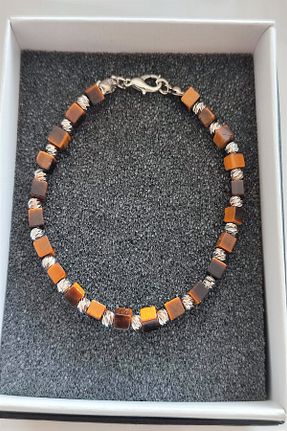 دستبند جواهر قهوه ای مردانه سنگ طبیعی badeaccessories - کد 752142096