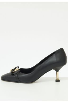 کفش پاشنه بلند کلاسیک مشکی زنانه چرم طبیعی پاشنه نازک پاشنه متوسط ( 5 - 9 cm ) کد 706434849