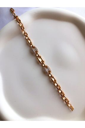 دستبند استیل طلائی زنانه فولاد ( استیل ) کد 752650246