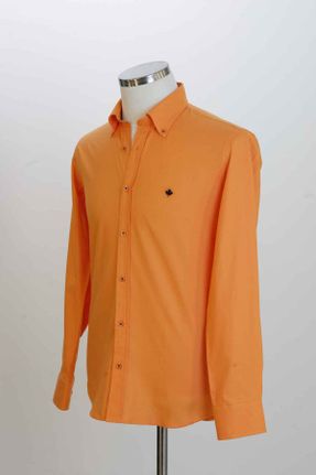 پیراهن نارنجی مردانه رگولار یقه دکمه دار کد 752686598