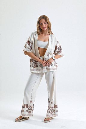 ست بالاتنه و پائین تنه قهوه ای زنانه بافتنی Kontes - کد 752690787