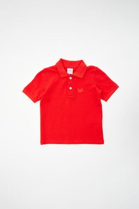تی شرت قرمز بچه گانه رگولار یقه پولو کد 752795643