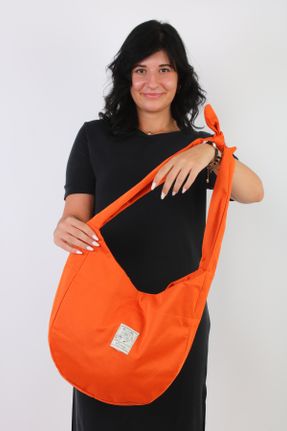 کیف دوشی نارنجی زنانه پارچه نساجی کد 753013275