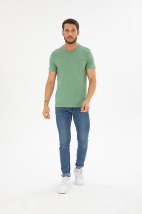 تی شرت سبز مردانه رگولار پنبه (نخی) کد 738530120