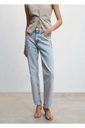 شلوار جین آبی زنانه پاچه رگولار ساده استاندارد کد 670255634
