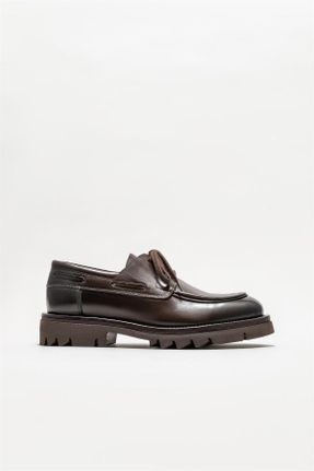 کفش کژوال قهوه ای مردانه چرم طبیعی پاشنه کوتاه ( 4 - 1 cm ) پاشنه ساده کد 752300652